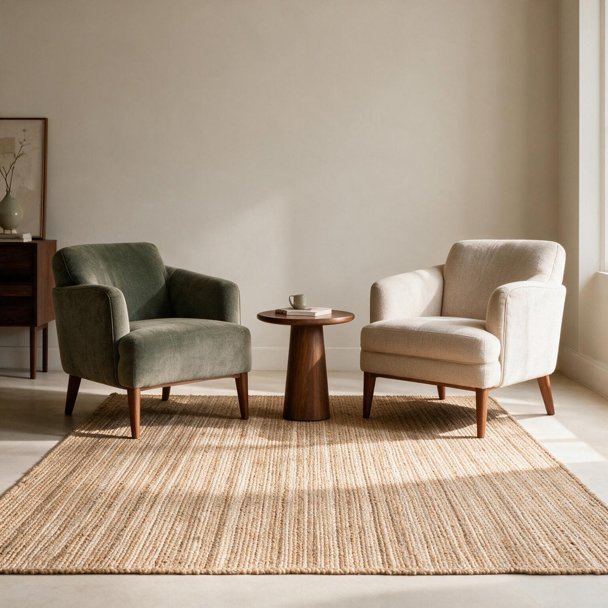Natural Rectangular Jute Rug for Living Room | Woven Jute Area Rug for Home