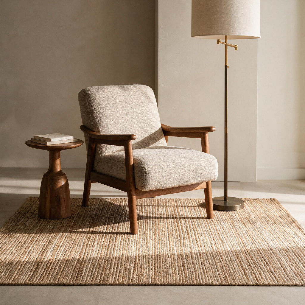 Natural Rectangular Jute Rug for Living Room | Woven Jute Area Rug for Home