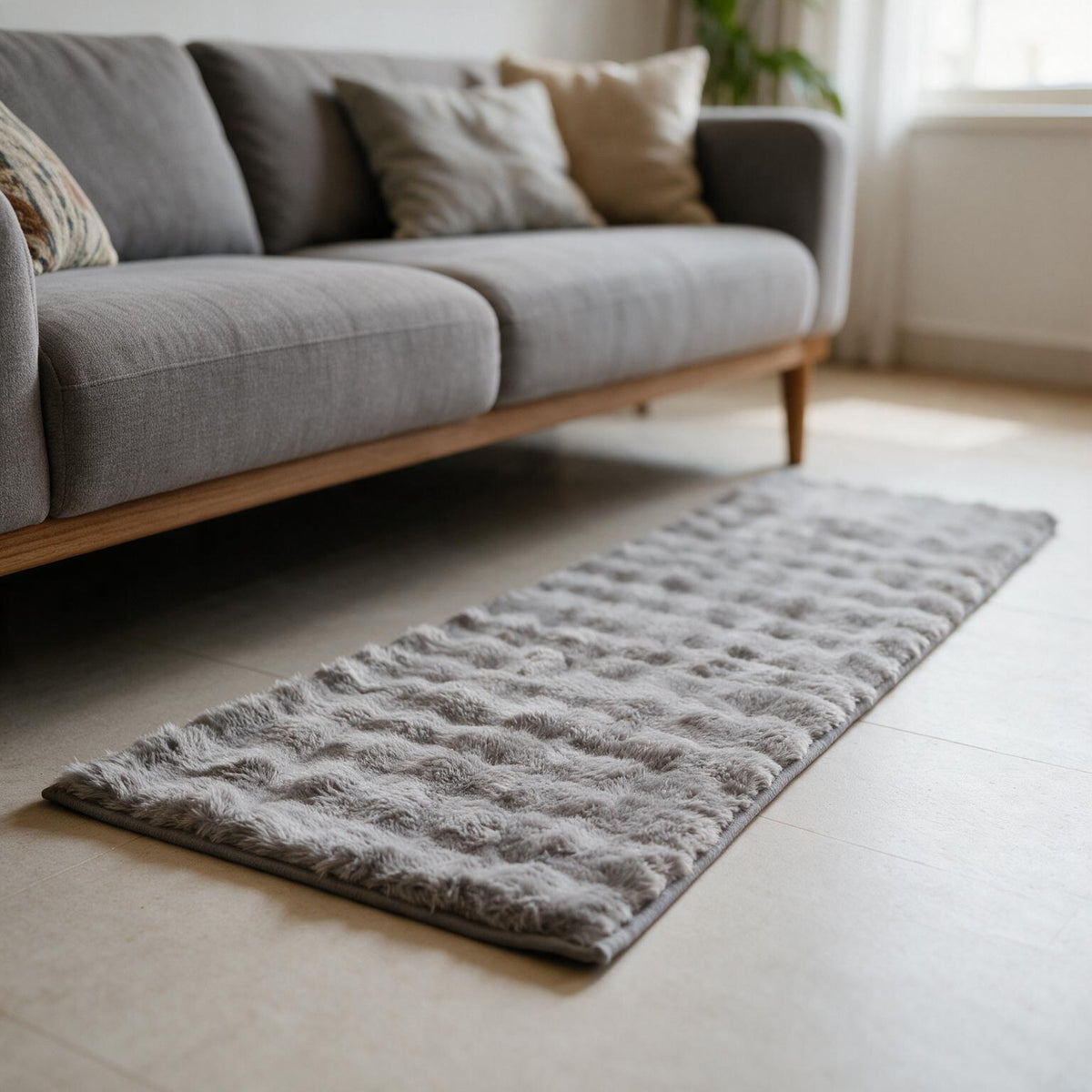 Soft Fiber Bedside Runner Mat | Anti-Skid Bedroom Floor Mat | Long Runner Mat for Bedroom, Living Room & Hallway