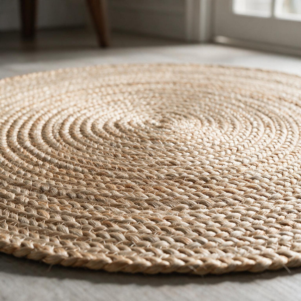 Natural Round Jute Rug for Living Room | Woven Jute Area Rug for Home | Eco-Friendly Floor Rug