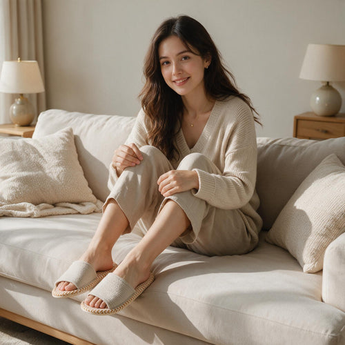 Cotton Open-Toe Slide Slippers | Handwoven Cotton Indoor Slides