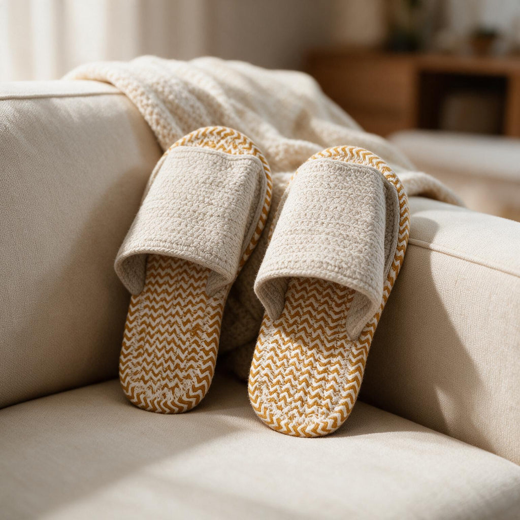 Cotton Open-Toe Slide Slippers | Handwoven Cotton Indoor Slides