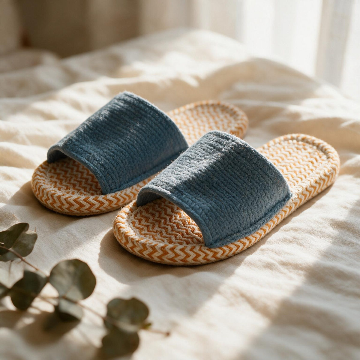 Handwoven Cotton Indoor Slides | Wide Strap Cotton Indoor Slides