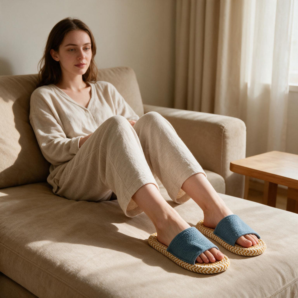 Handwoven Cotton Indoor Slides | Wide Strap Cotton Indoor Slides