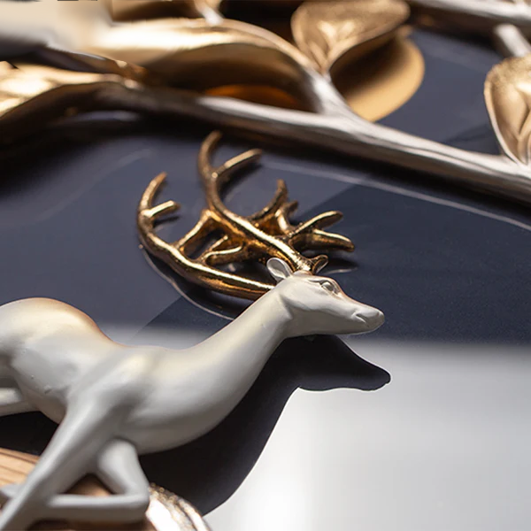 Handcrafted Resin Wall Decor Accent for Living Room | Deer Metal Wall Art | Set of 3